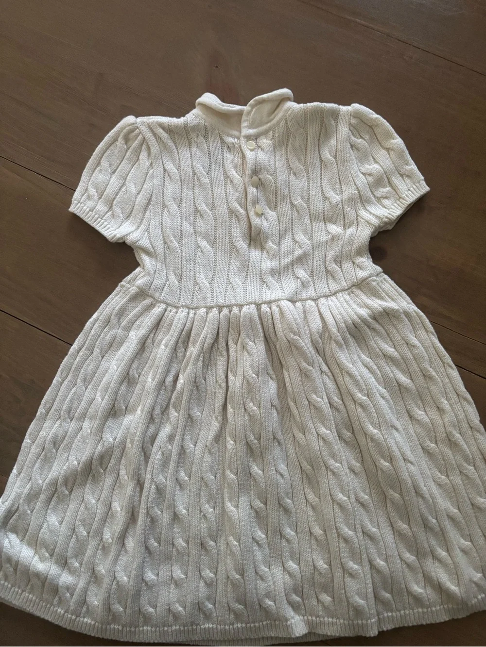 Ralph Lauren Cream Cable Knit Baby Girl Dress